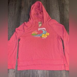 Pink Hollister v neck Hoodie with beach surfer wave graphic size medium